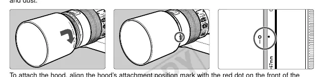 Attaching the lens hood