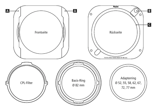 Components of the F:X Pro Filter Holder Mark III 100 mm