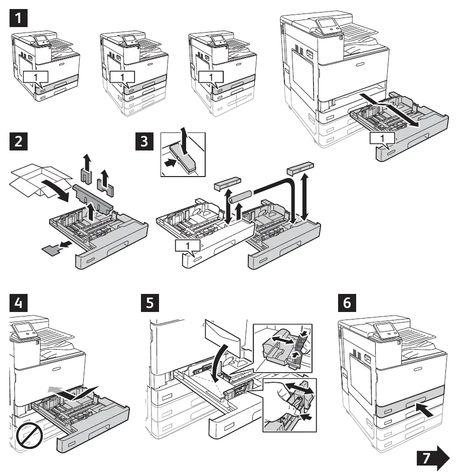Physical installation steps for the envelope tray.