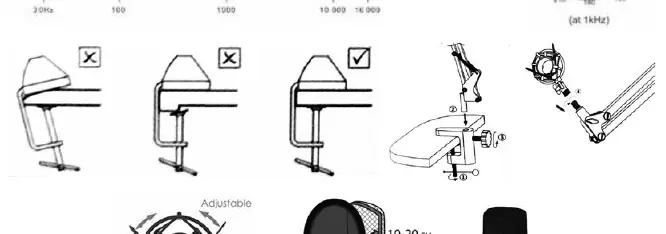 Assembly steps for the microphone stand and shock mount.