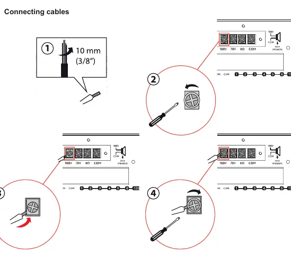 Speaker cable connection steps