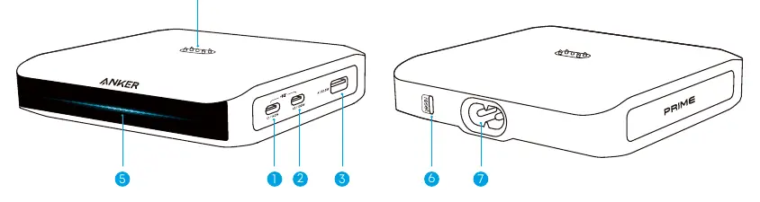 Charging base ports and indicator light layout