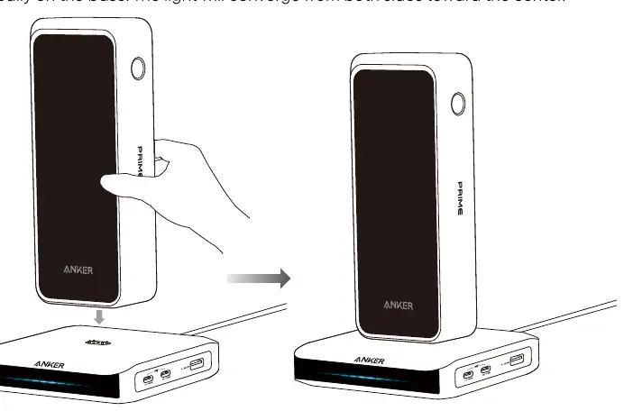 Aligning and placing the power bank on the charging base