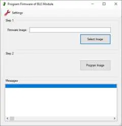 BLE module firmware programming screen.