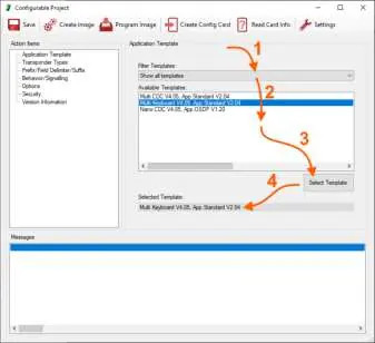 Selecting an application template