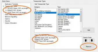 Managing transponder types.