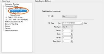 Configuring data source and bit count settings.