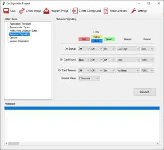 Signalling and behaviour settings