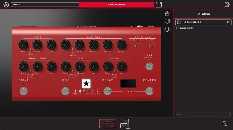 AMPED 2 Front Panel interface in Architect software