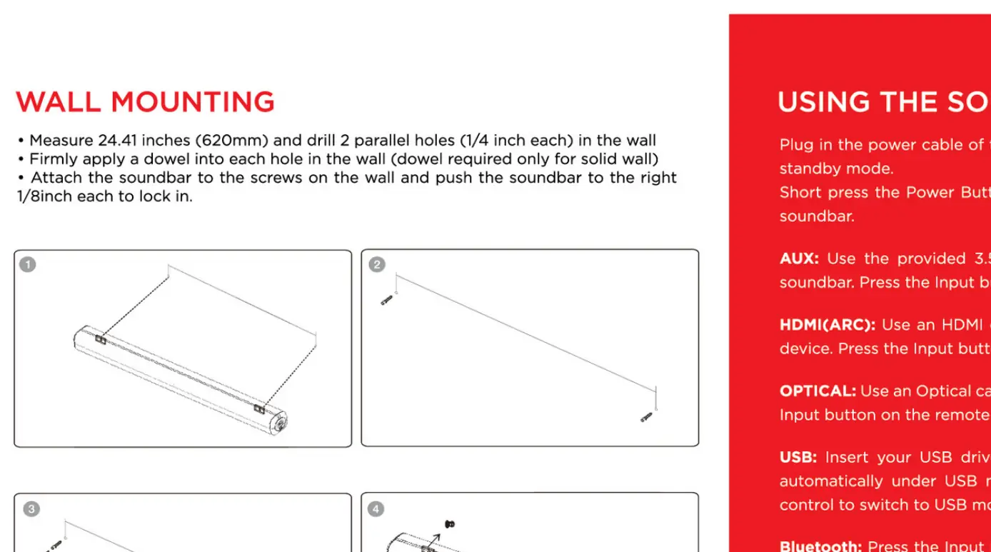 Wall mounting instructions