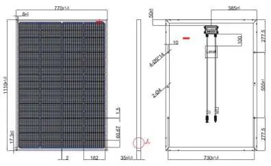 Module diagram for 170W solar panel