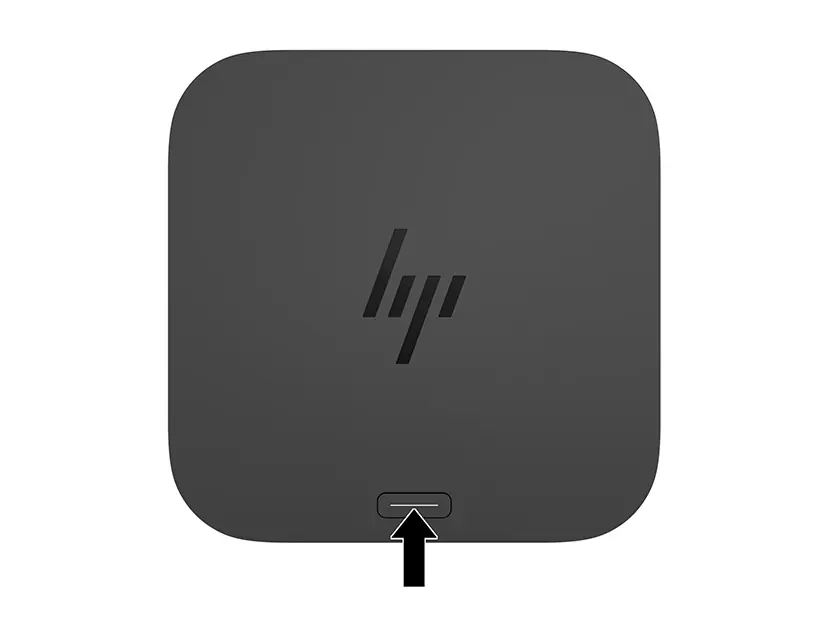 Top view of the docking station with power button