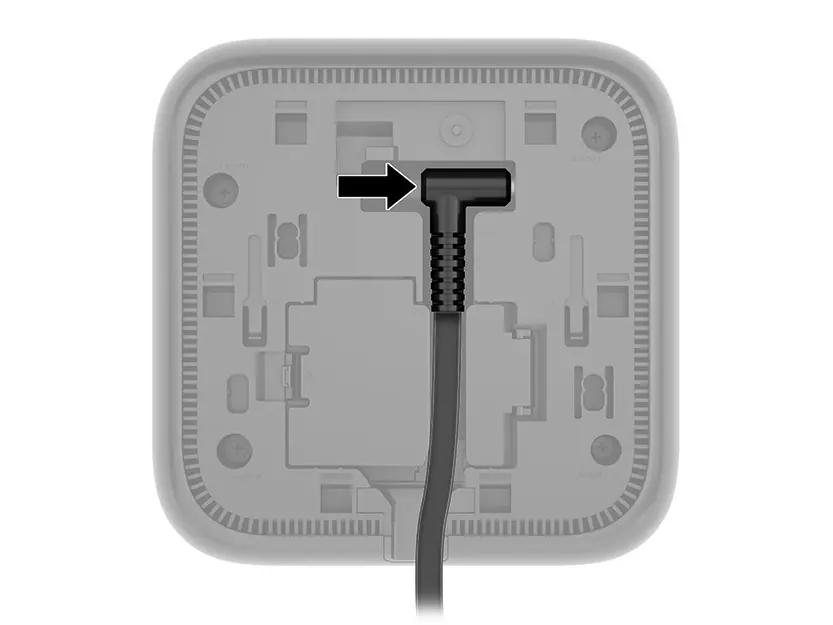 Connect the power cable to the port on the underside of the device.