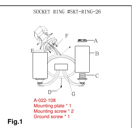 Mounting diagram showing the assembly of the fixture components.