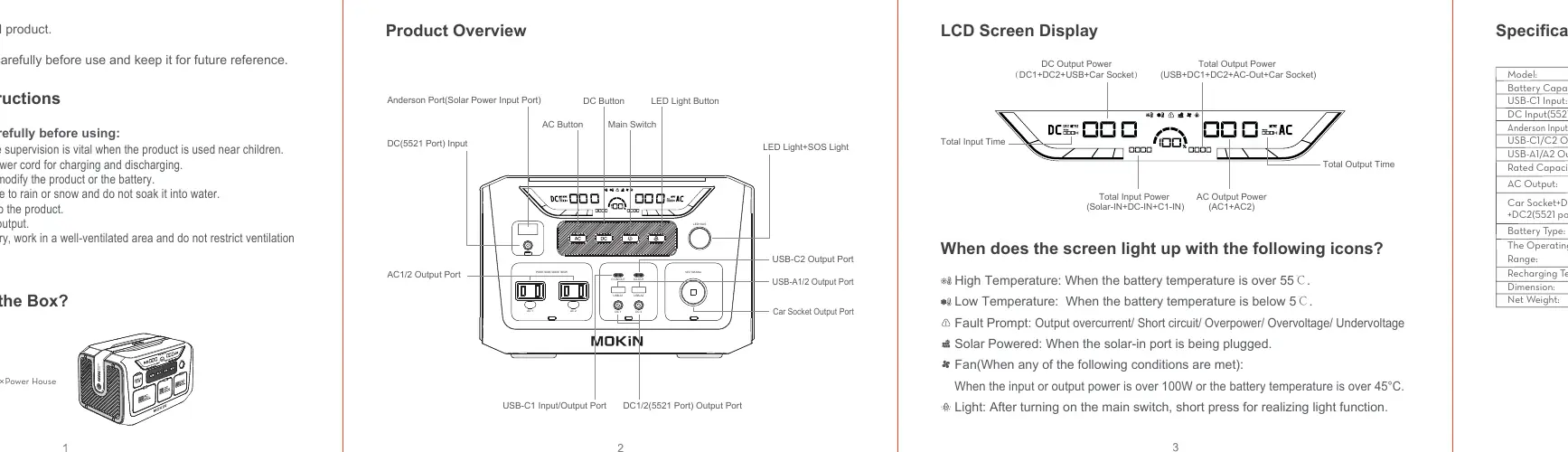 Product Overview showing ports and buttons