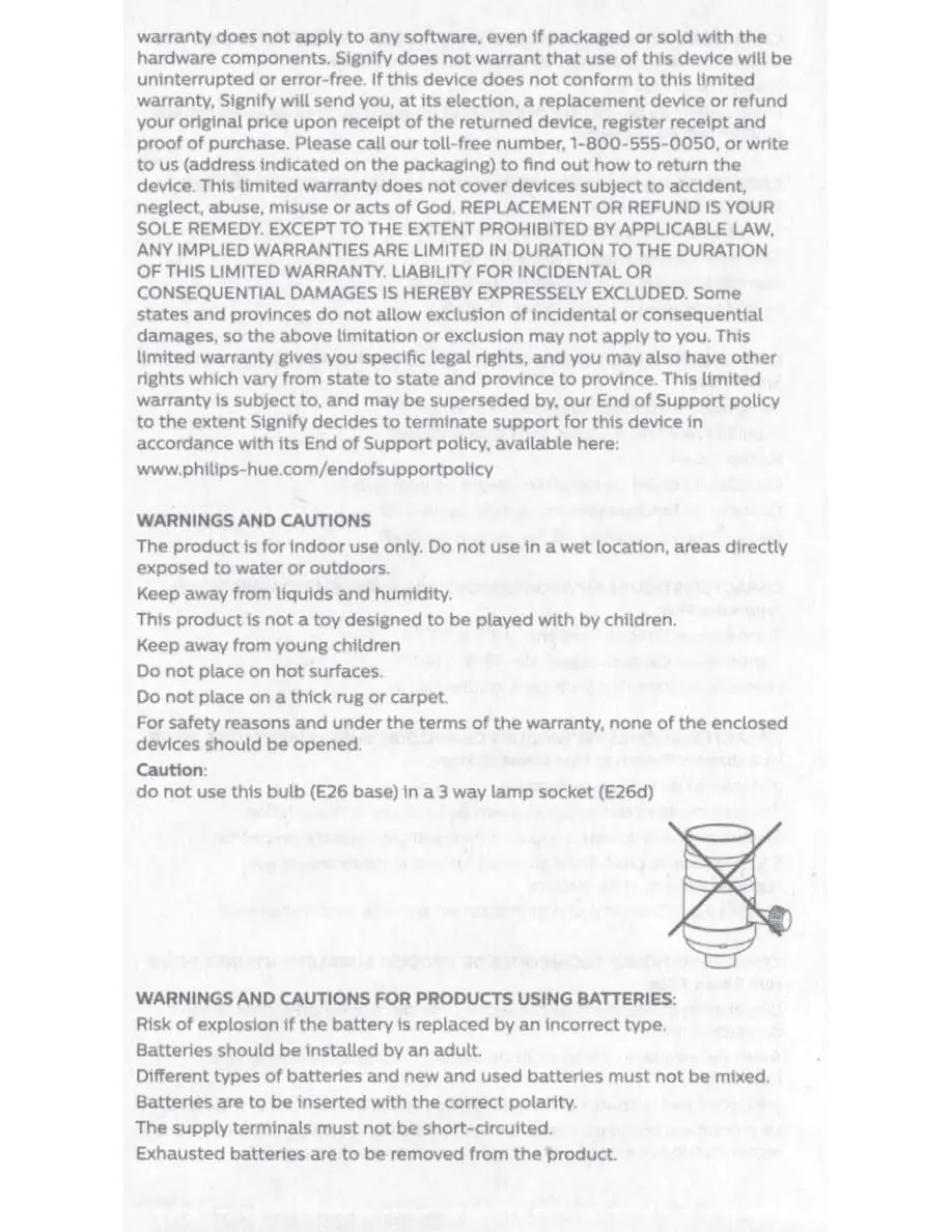 Warning: Do not use E26 base bulbs in 3-way lamp sockets.
