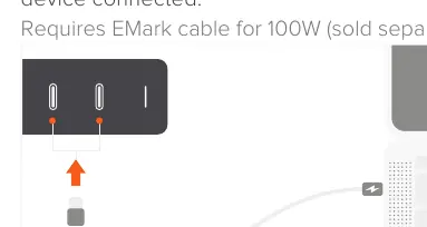 Connecting a USB-C laptop to the PD port.