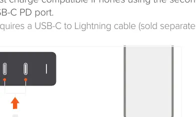 Fast charging an iPhone using the second USB-C PD port.