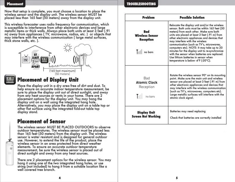 Placement guidelines for wireless communication