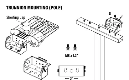 Trunnion mounting steps for pole installation.