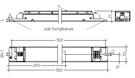 Dimensions of the LED driver