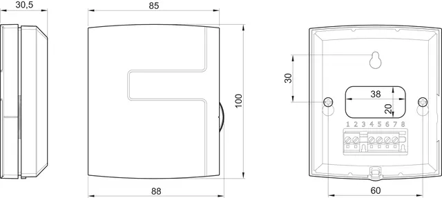 Dimensions of the controller