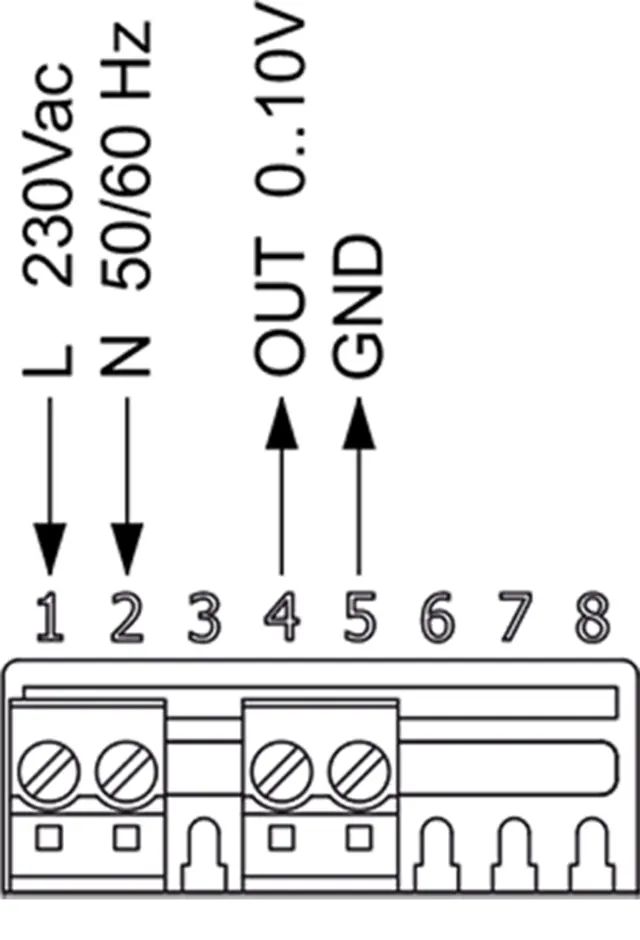 Wiring diagram for terminals 1-8