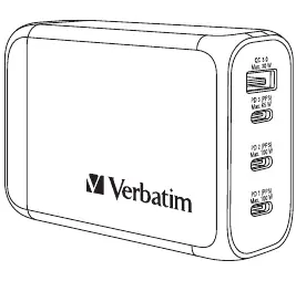 Verbatim 4-Port 100W GaN Travel Charger overview