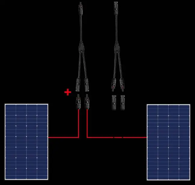 Parallel connection diagram for solar panels.