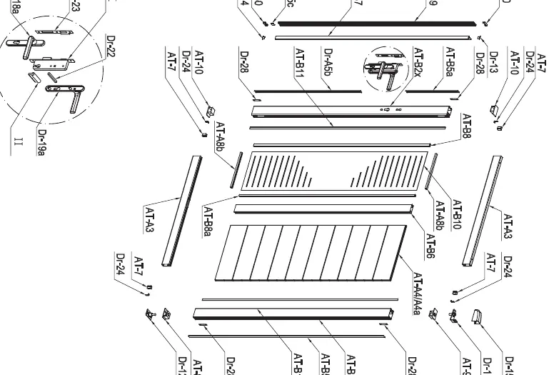 Exploded view of the gate