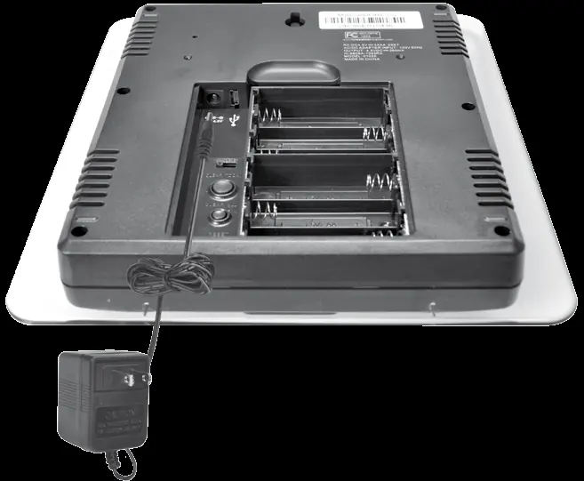 Back of display with battery and power connections