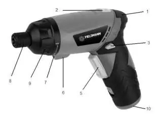 Diagram of the cordless screwdriver components