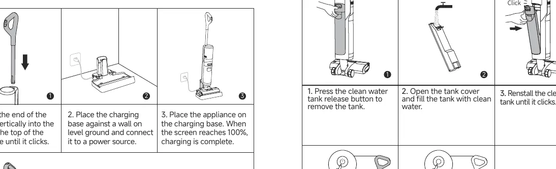 Assembly steps for the handle and charging base.
