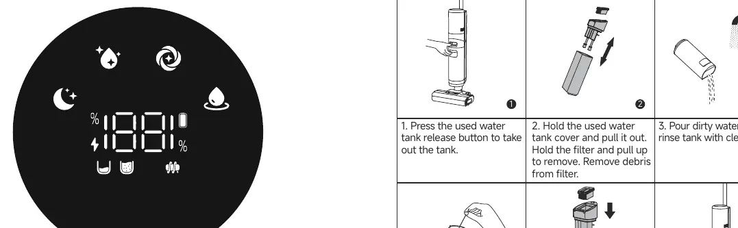 Procedure for removing and cleaning the used water tank.