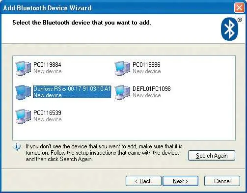 Bluetooth device selection wizard