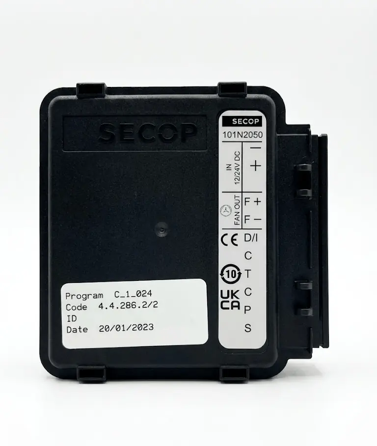 Controller label showing model, CODE, program, and production date.