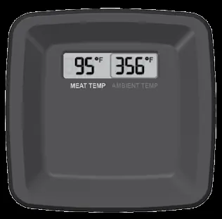 View the digital display showing Meat Temp and Ambient Temp readings.