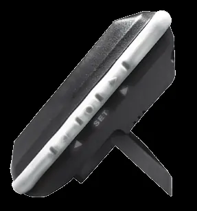 Locate the control buttons on the side of the device and use the integrated kickstand.