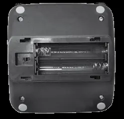 Open the battery compartment on the back to install batteries and check the temperature unit switch.