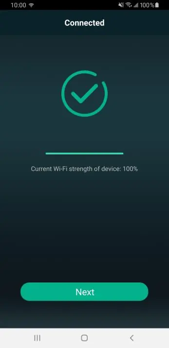 Connection successful screen