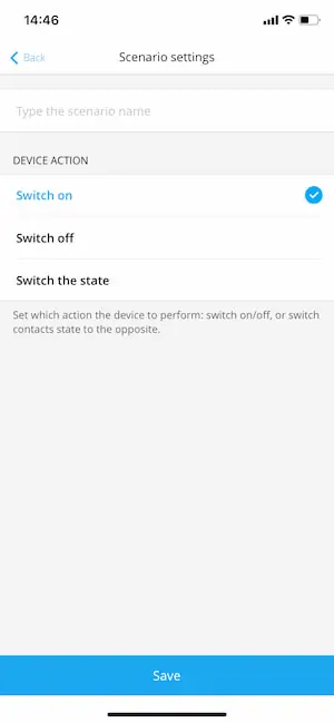 Device action settings