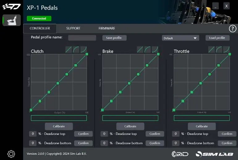 RaceDirector device page for calibration.