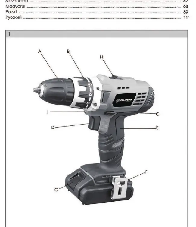 Overview of the cordless drill components