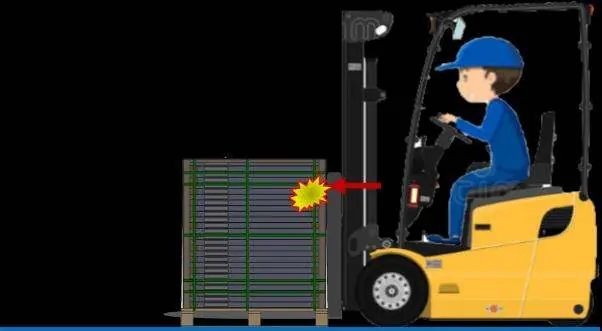 Ensure forks do not extend beyond the pallet