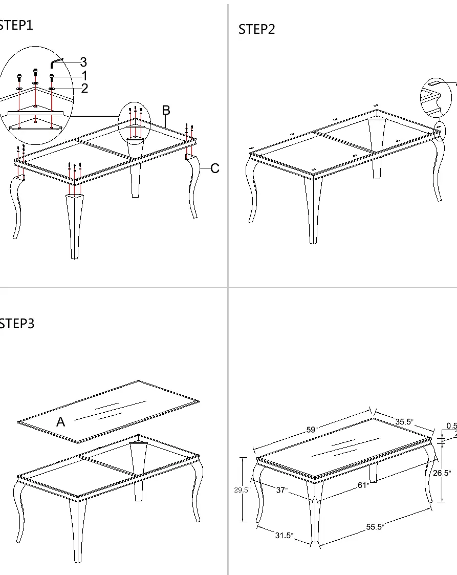 Visual guide for the assembly steps.