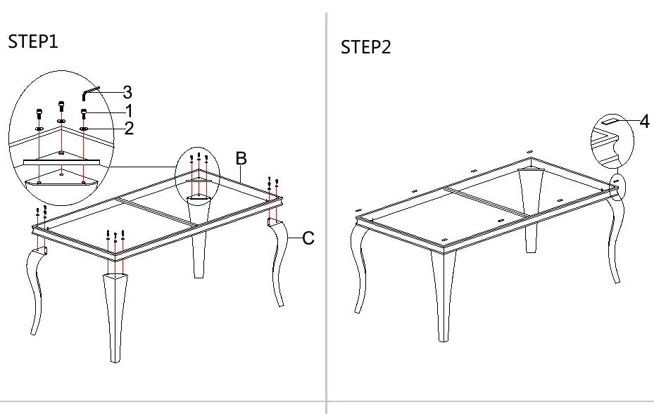 Dining table assembly steps