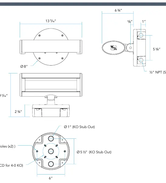 Fixture dimensions and mounting hole pattern