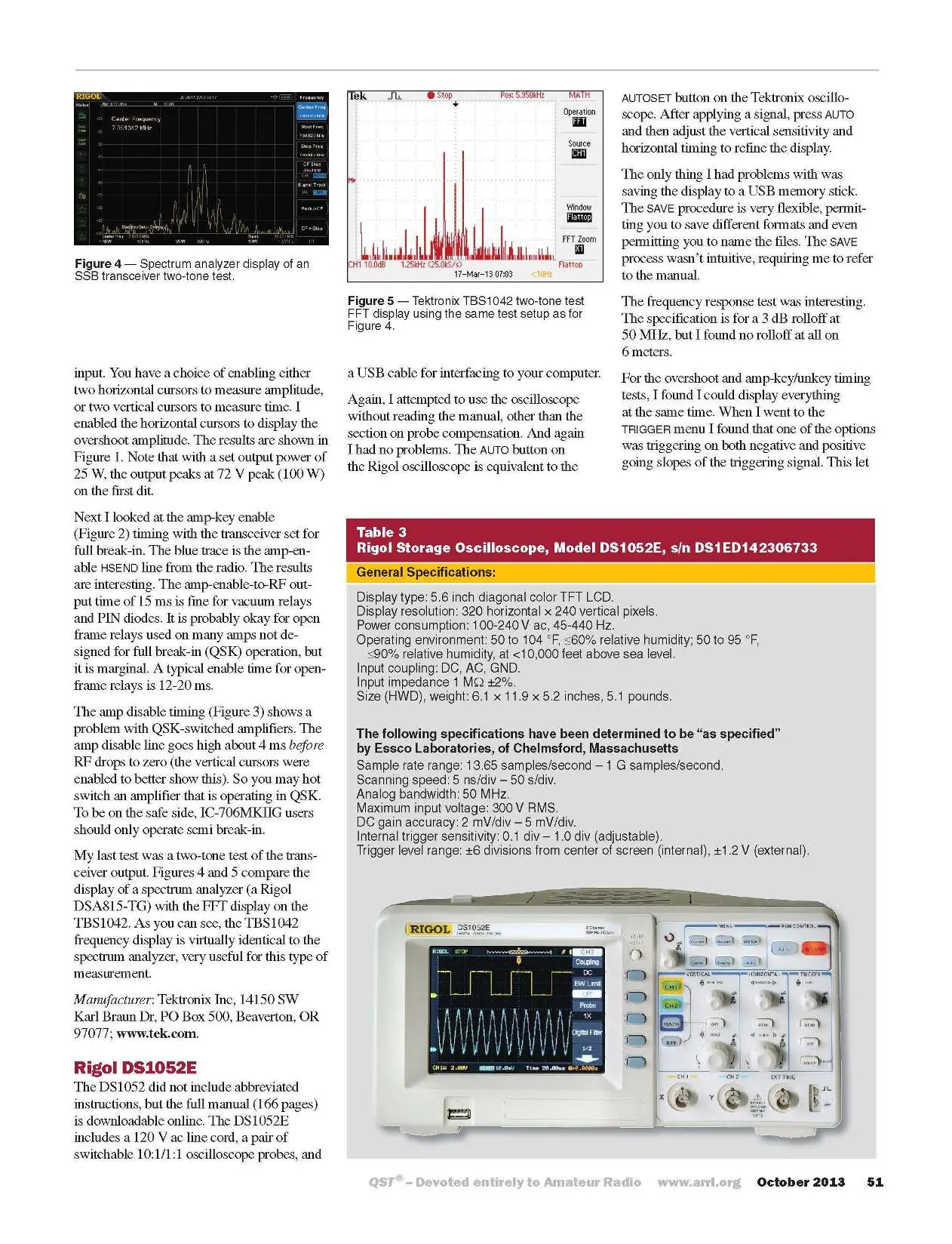 Rigol DS1052E Specifications and Unit