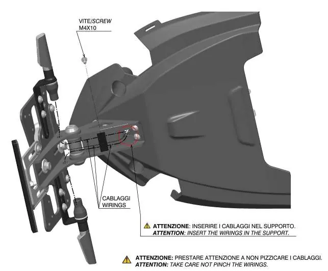 Wiring insertion into the support