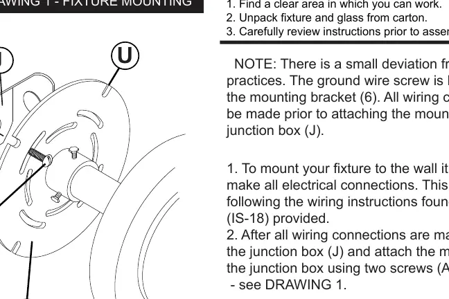 Mounting the fixture to the junction box.